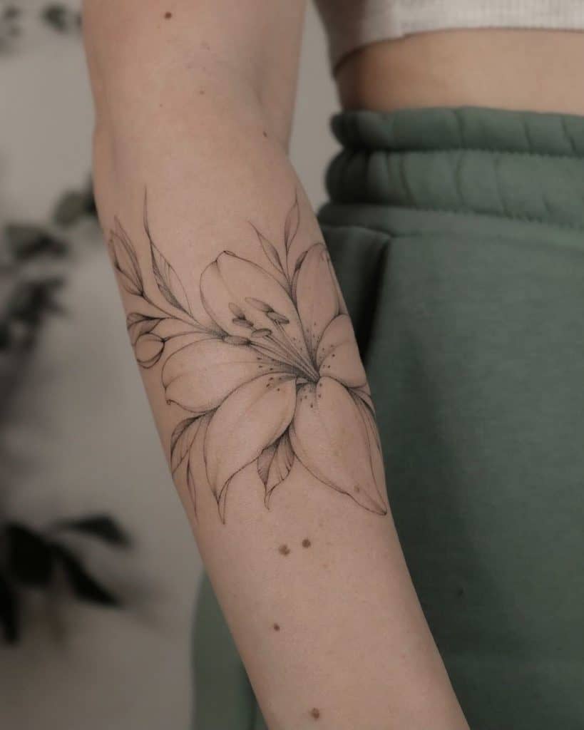 Lily Tattoo Over Arm