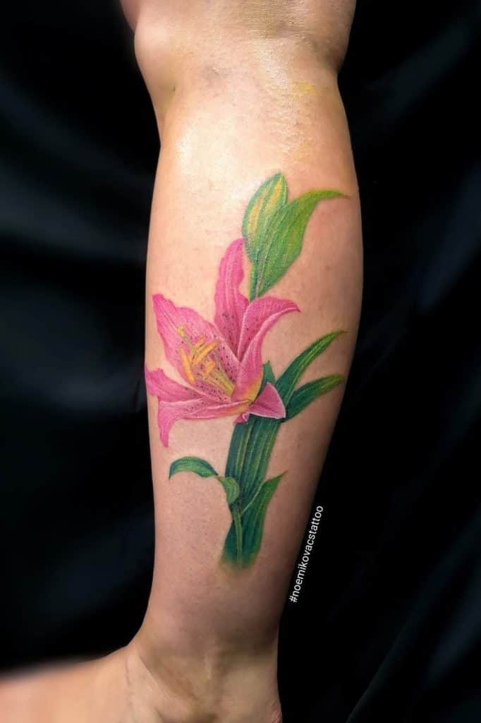 Pink Lily Tattoo Idea